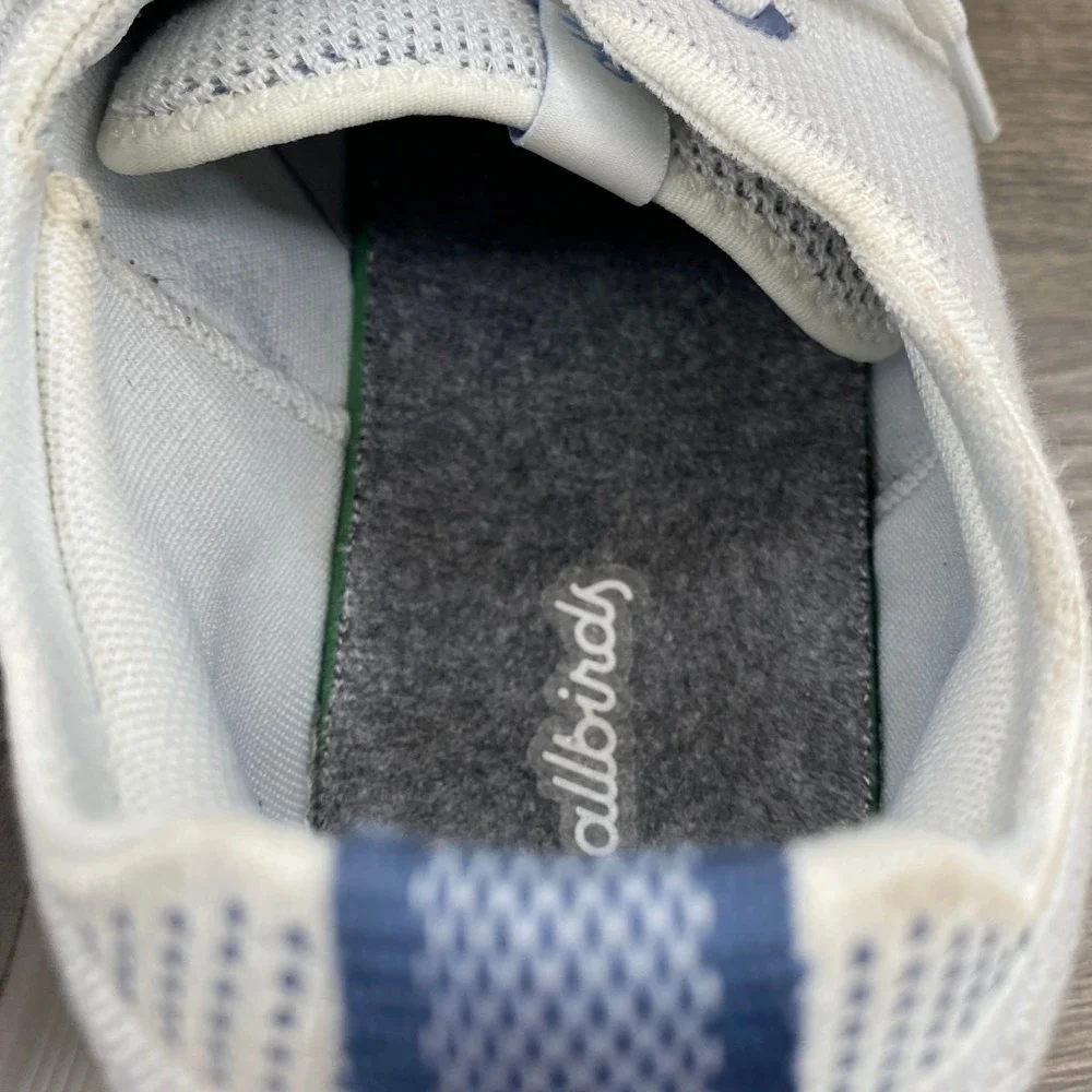Allbirds Tree Dasher Mens 13.5 Blizzard White Navy Knit Running Shoes A11348M135
